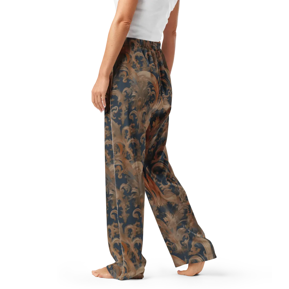 Baroque Midnight on Women's Pajama Pants — Left