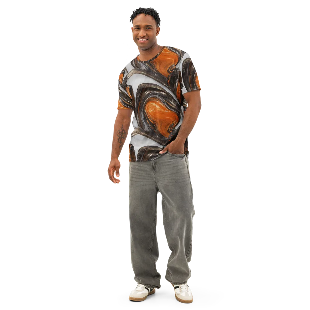 Molten Umber on Men's Cotton Crew Neck T-Shirt — Front