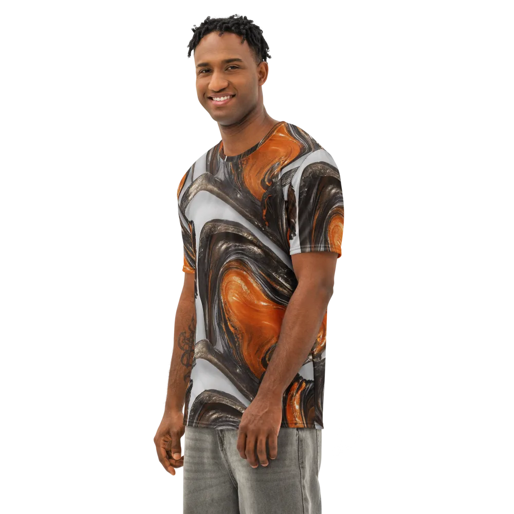 Molten Umber on Men's Cotton Crew Neck T-Shirt — Left Front