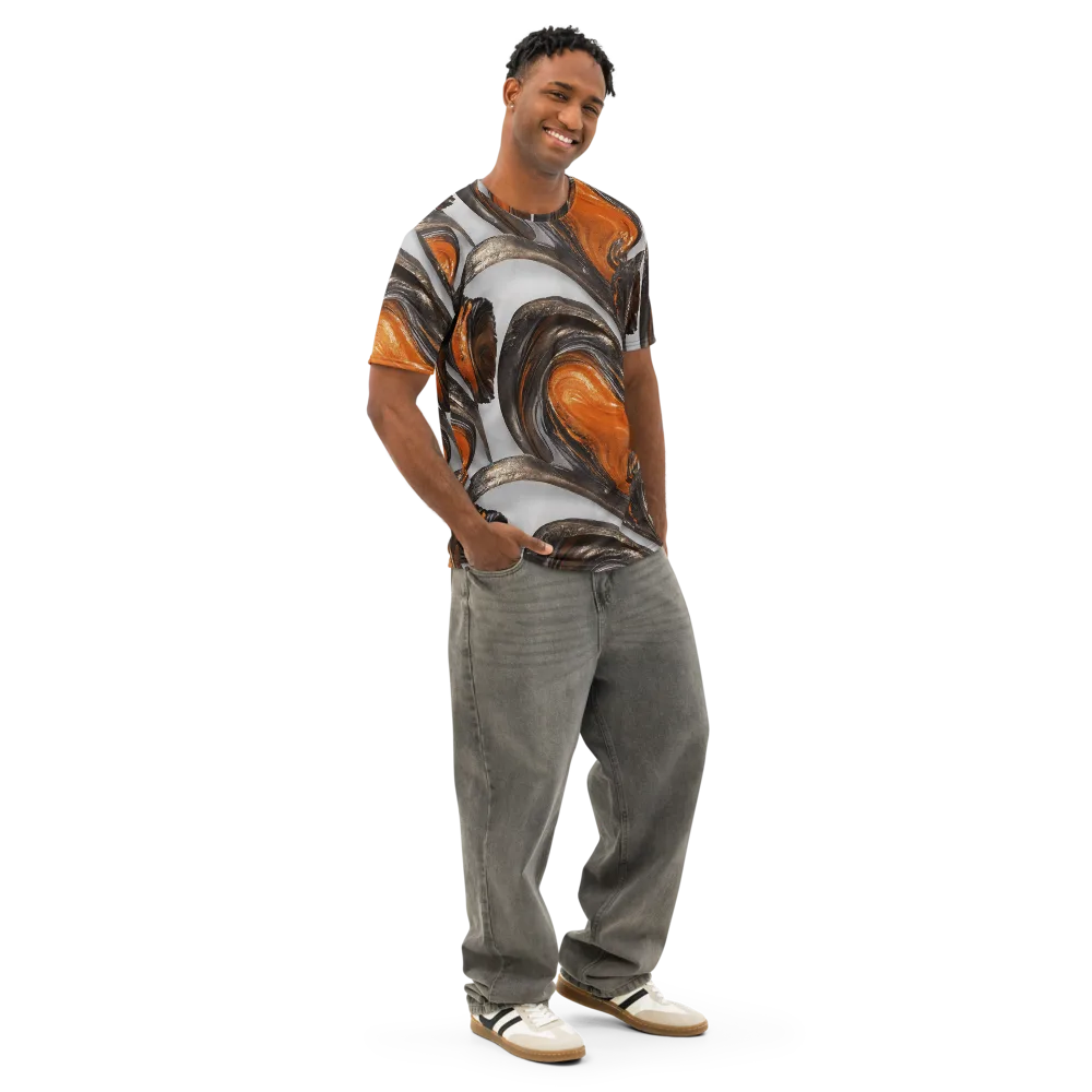 Molten Umber on Men's Cotton Crew Neck T-Shirt — Right Front
