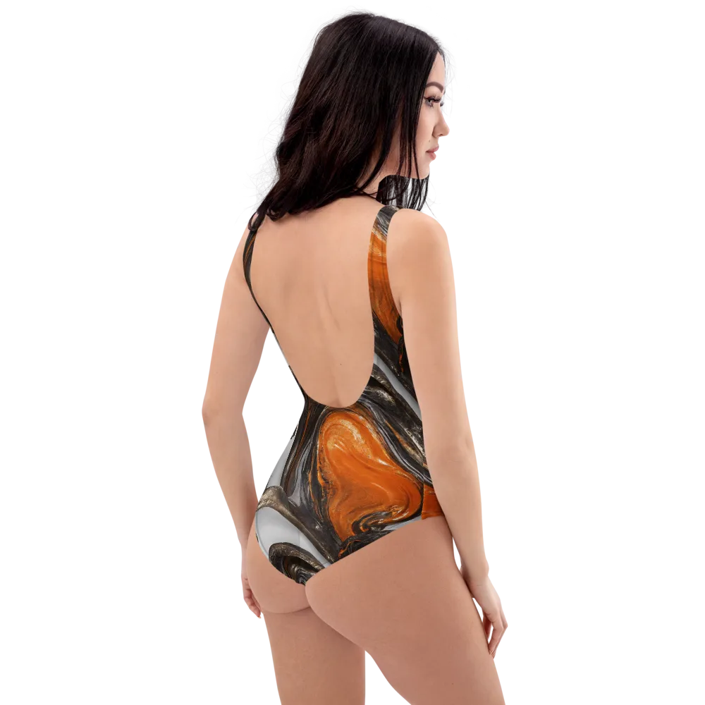 Molten Umber on One-Piece Swimsuit — Right Back