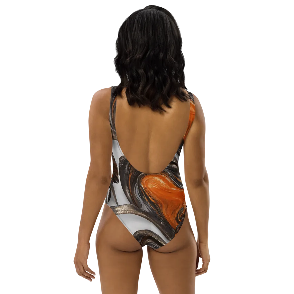 Molten Umber on One-Piece Swimsuit — Back