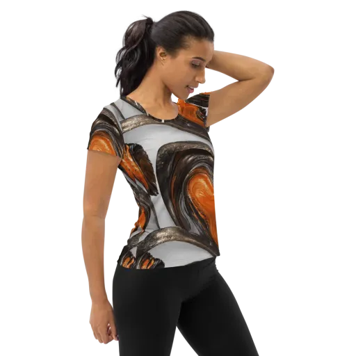 Molten Umber on a Women's Athletic T-Shirt