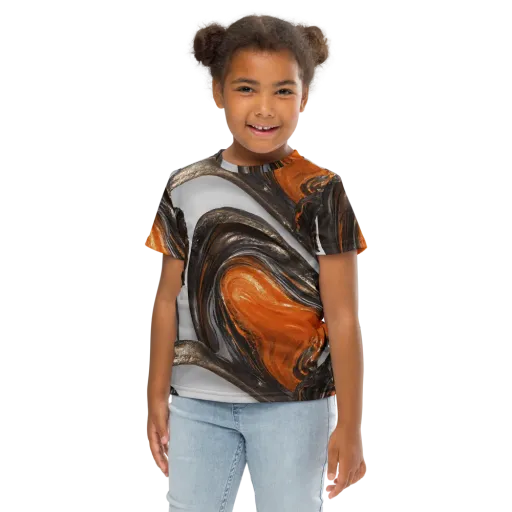 Molten Umber on a Kids Crew Neck T-Shirt
