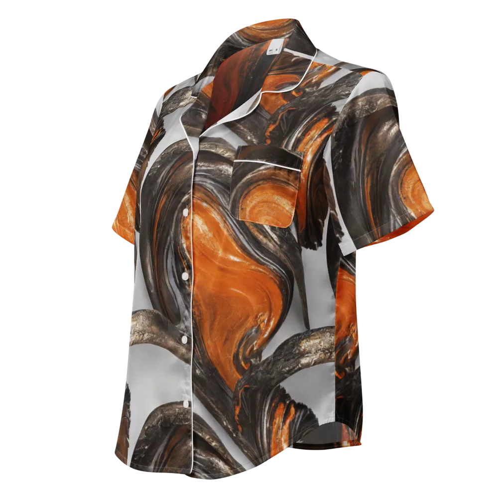 Molten Umber on Women's Short Sleeve Pajama Top — Left Front