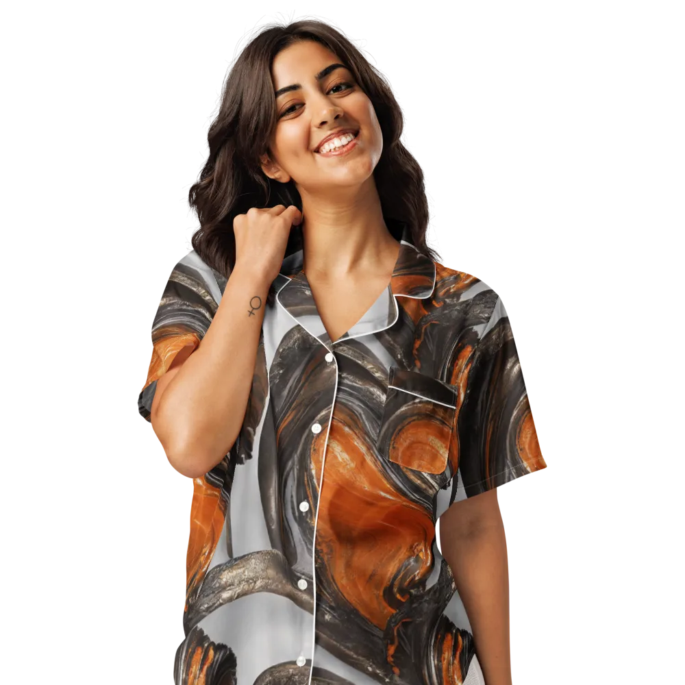 Molten Umber on Women's Short Sleeve Pajama Top — Front