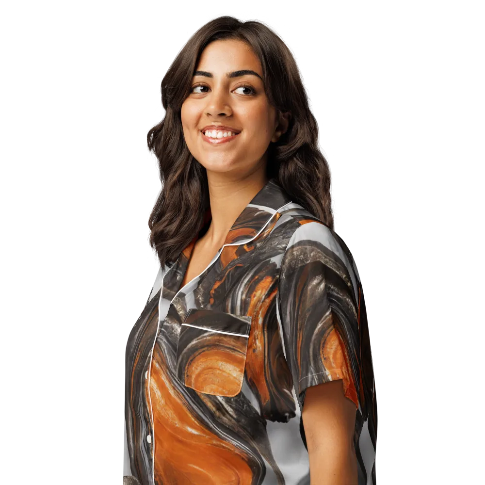 Molten Umber on Women's Short Sleeve Pajama Top — Left Front
