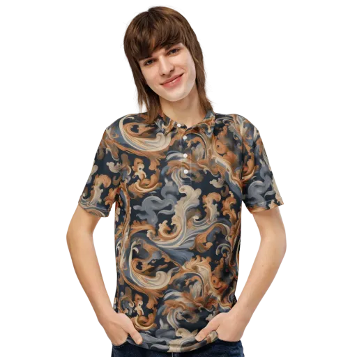 Rococo Tide on a Men's Slim Fit Polo Shirt