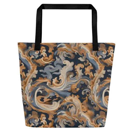 Rococo Tide on a Large Tote Bag W/ Pocket