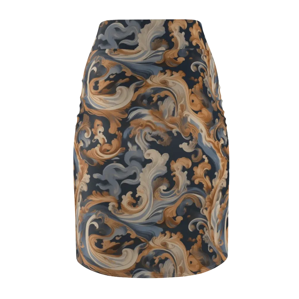 Rococo Tide on Pencil Skirt — Back