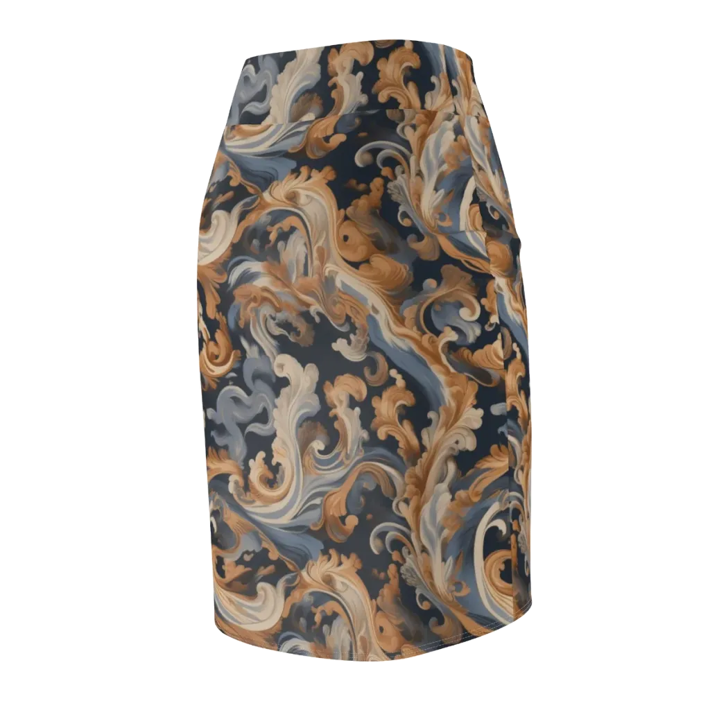 Rococo Tide on Pencil Skirt — Back Side