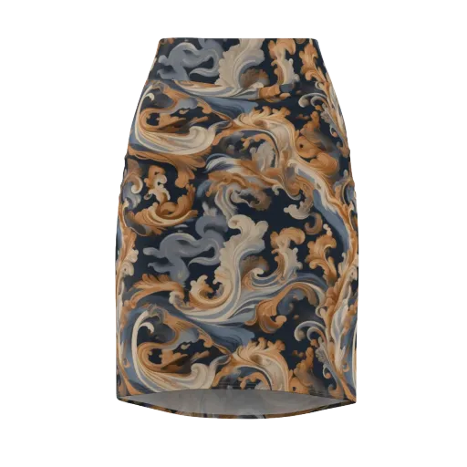 Rococo Tide on a Pencil Skirt