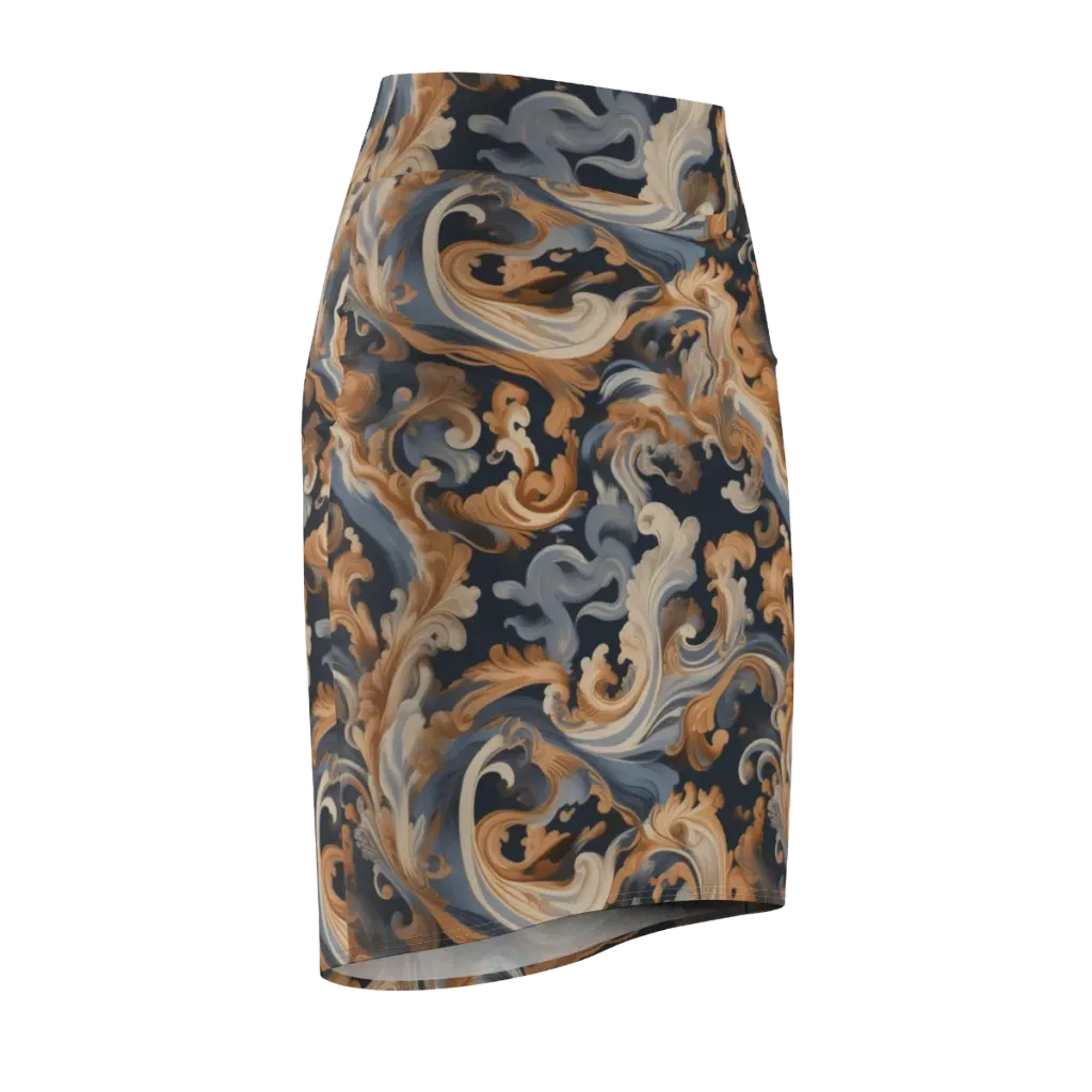 Rococo Tide on Pencil Skirt — Front Side