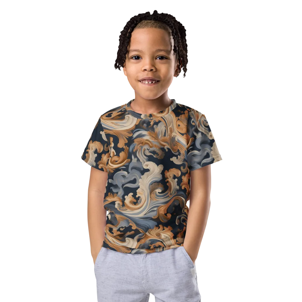 Rococo Tide on Kids Crew Neck T-Shirt — Front