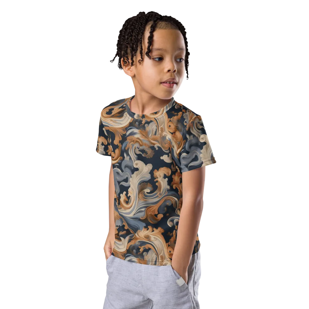 Rococo Tide on Kids Crew Neck T-Shirt — Left Front