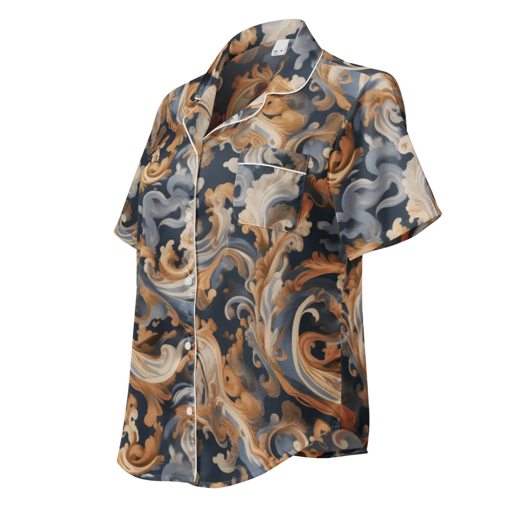 Rococo Tide on Women's Short Sleeve Pajama Top — Left Front