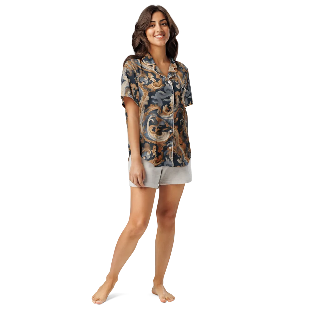 Rococo Tide on Women's Short Sleeve Pajama Top — Front