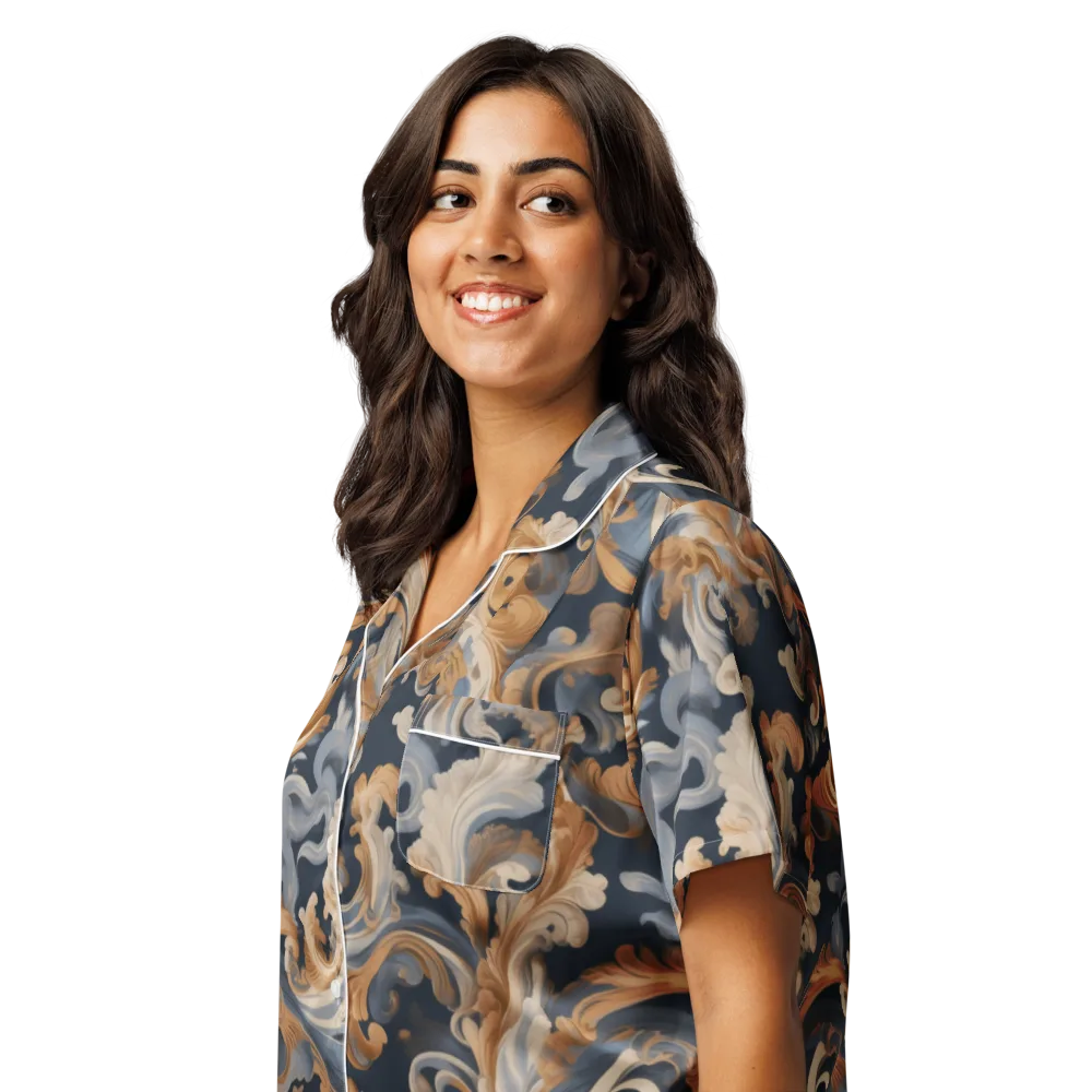 Rococo Tide on Women's Short Sleeve Pajama Top — Left Front