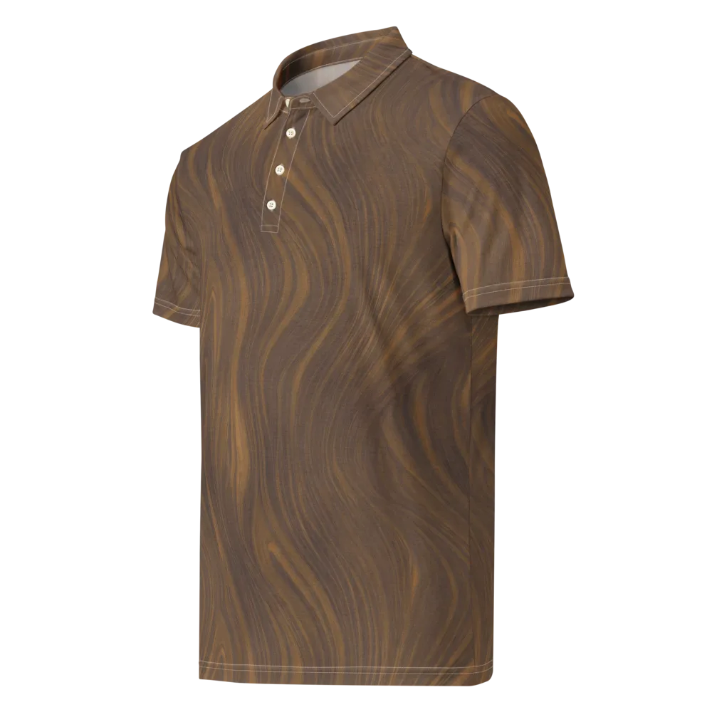 Walnut Current on Men's Slim Fit Polo Shirt — Left Front