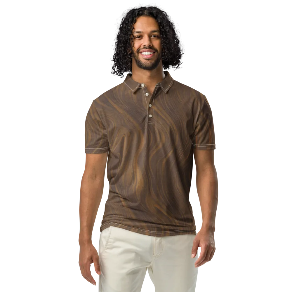 Walnut Current on Men's Slim Fit Polo Shirt — Front
