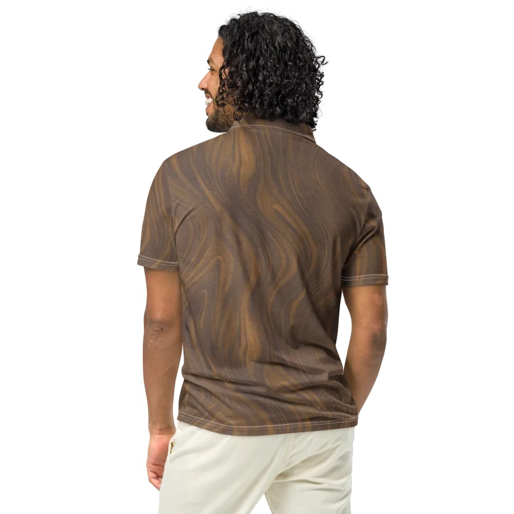Walnut Current on Men's Slim Fit Polo Shirt — Back