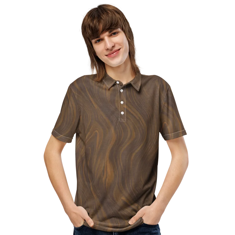 Walnut Current on Men's Slim Fit Polo Shirt — Front