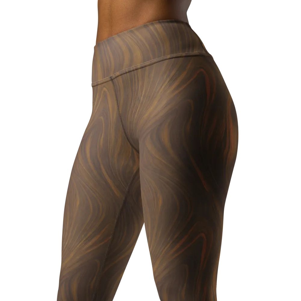 Walnut Current on Yoga Leggings — Left Front
