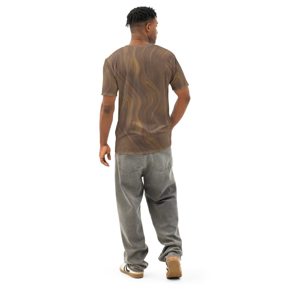 Walnut Current on Men's Cotton Crew Neck T-Shirt — Back