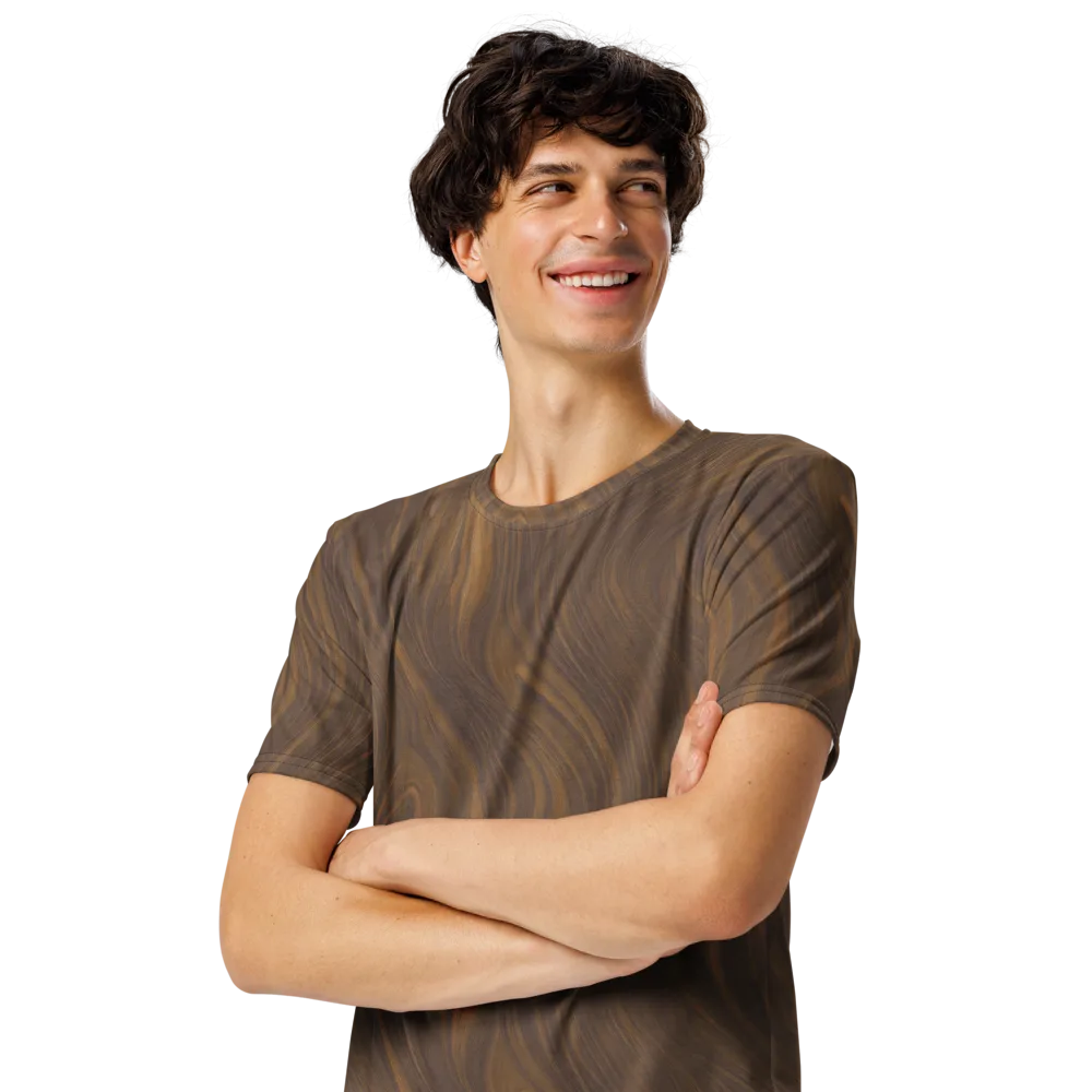 Walnut Current on Men's Crew Neck T-Shirt — Left Front