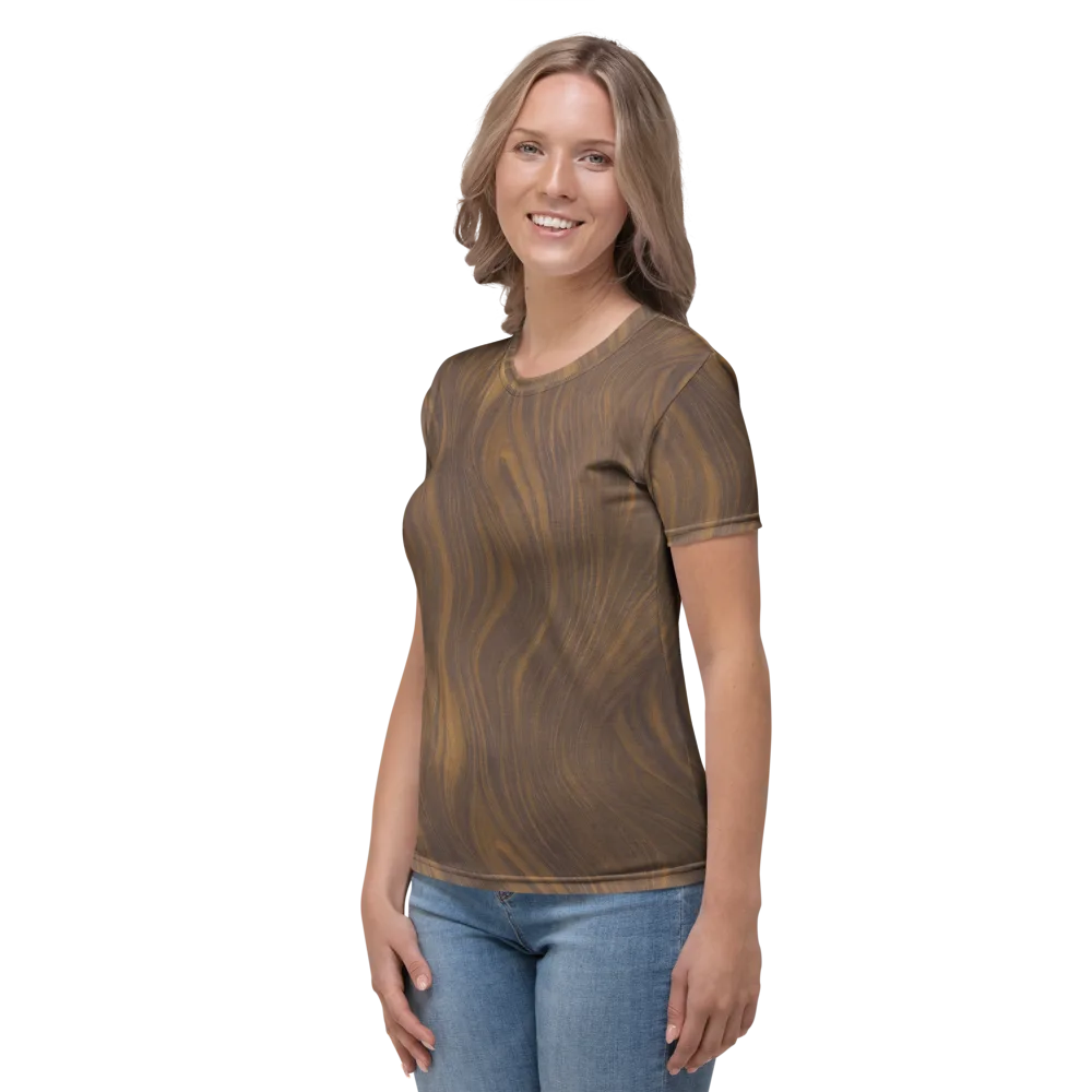 Walnut Current on Women's Crew Neck T-Shirt — Left