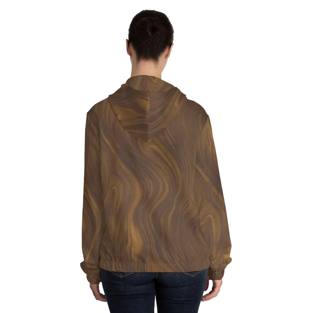 Walnut Current on Women's Full-Zip Hoodie — Back On Person