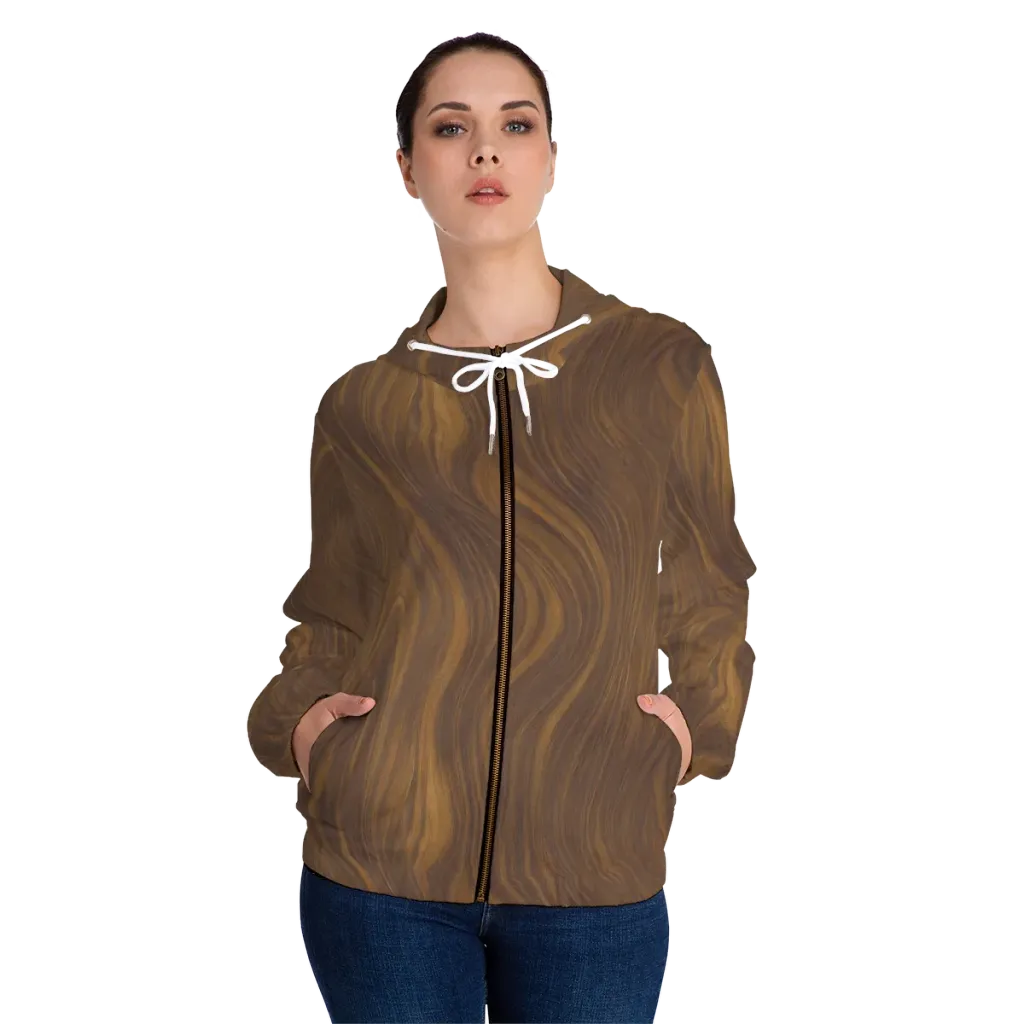 Walnut Current on Women's Full-Zip Hoodie — Front On Person