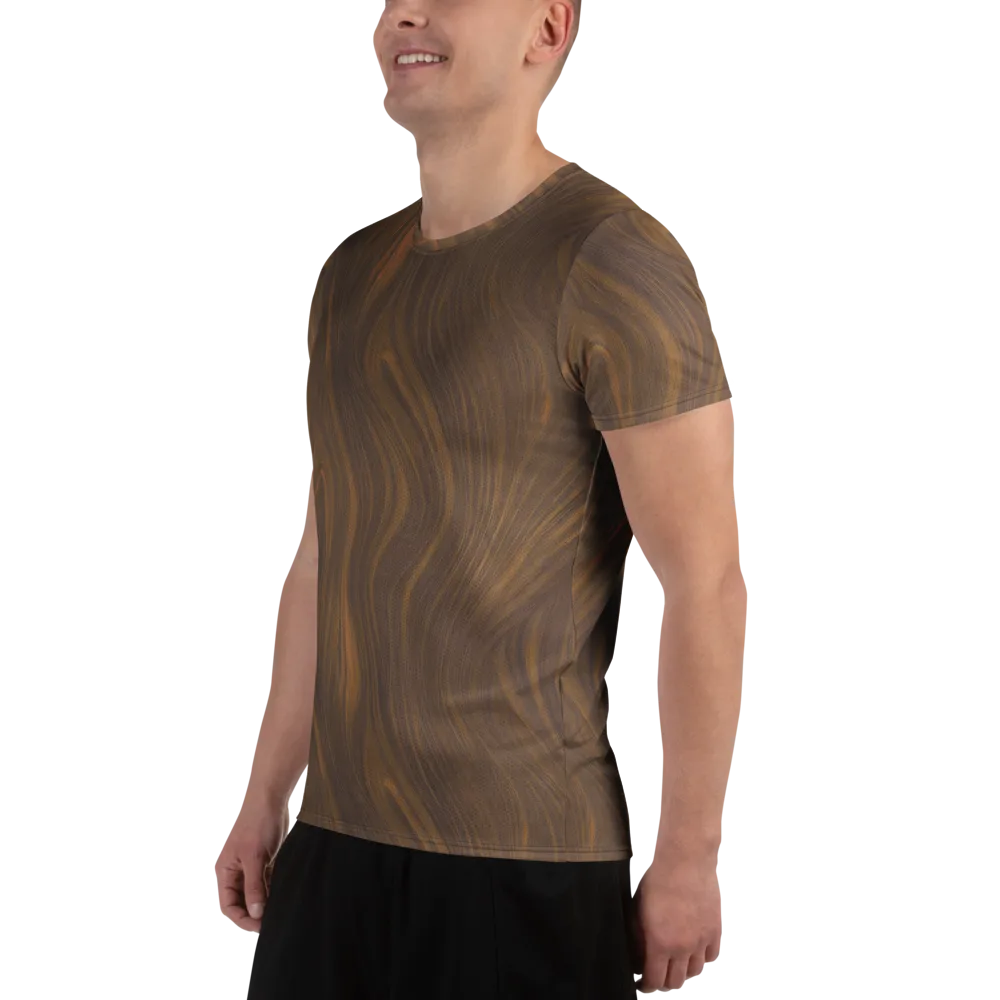 Walnut Current on Men's Athletic T-Shirt — Left