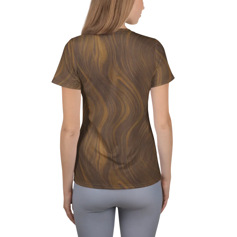 Walnut Current on Women's Athletic T-Shirt — Back