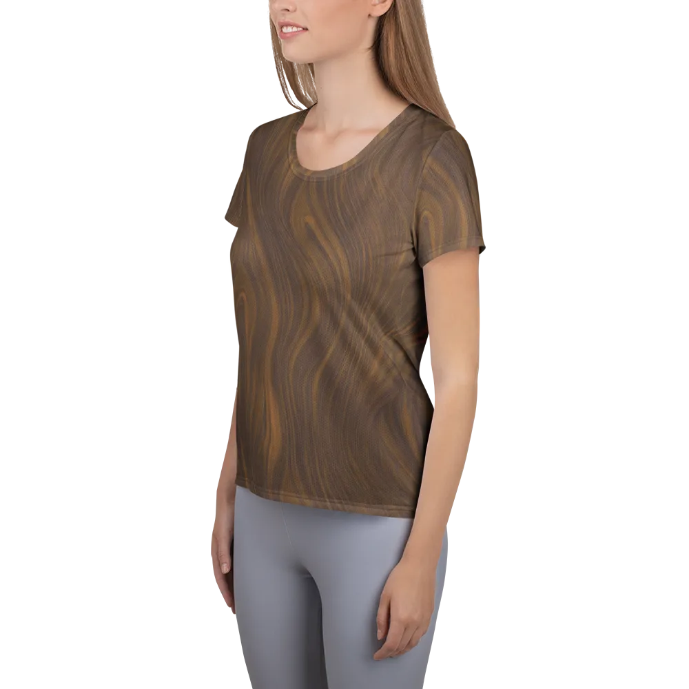 Walnut Current on Women's Athletic T-Shirt — Left