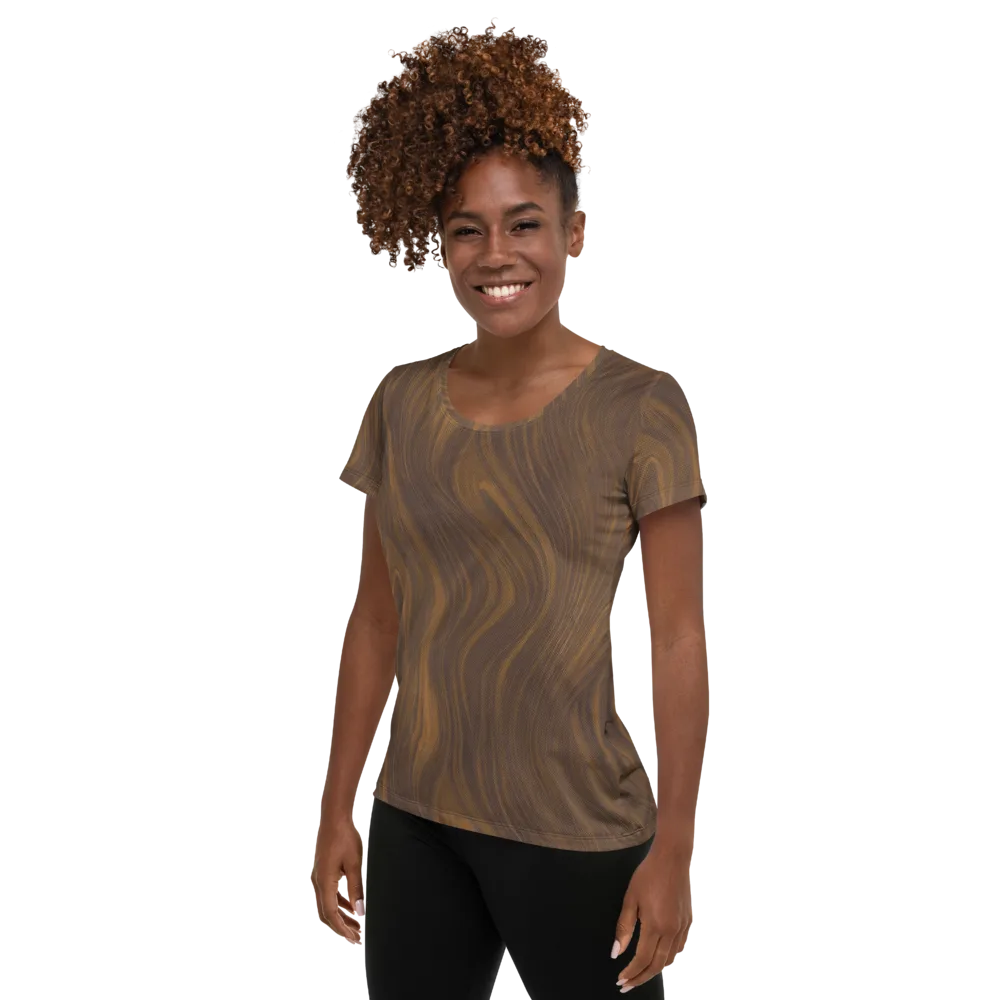 Walnut Current on Women's Athletic T-Shirt — Left