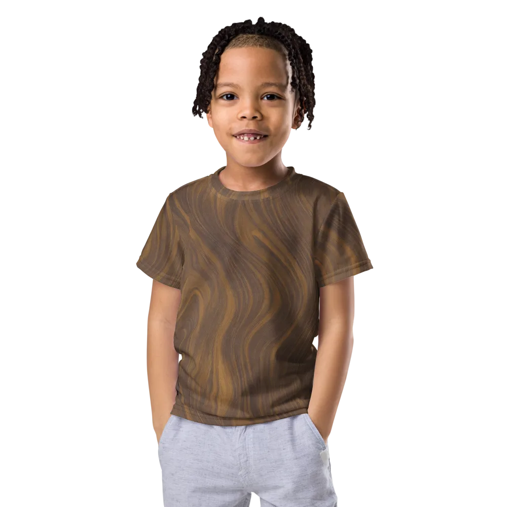Walnut Current on Kids Crew Neck T-Shirt — Front