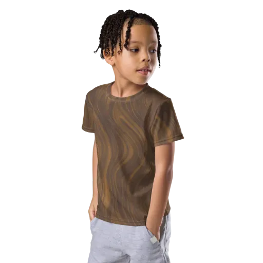 Walnut Current on a Kids Crew Neck T-Shirt