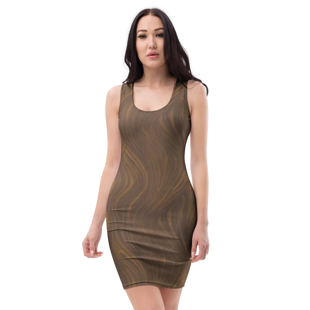 Walnut Current on Bodycon Dress — Front