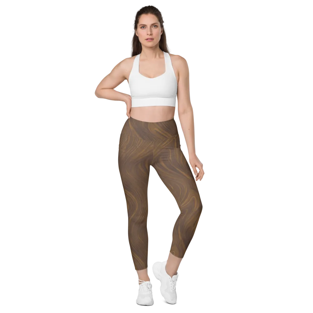 Walnut Current on Leggings with Pockets — Front