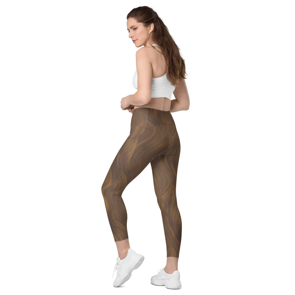 Walnut Current on Leggings with Pockets — Left Back