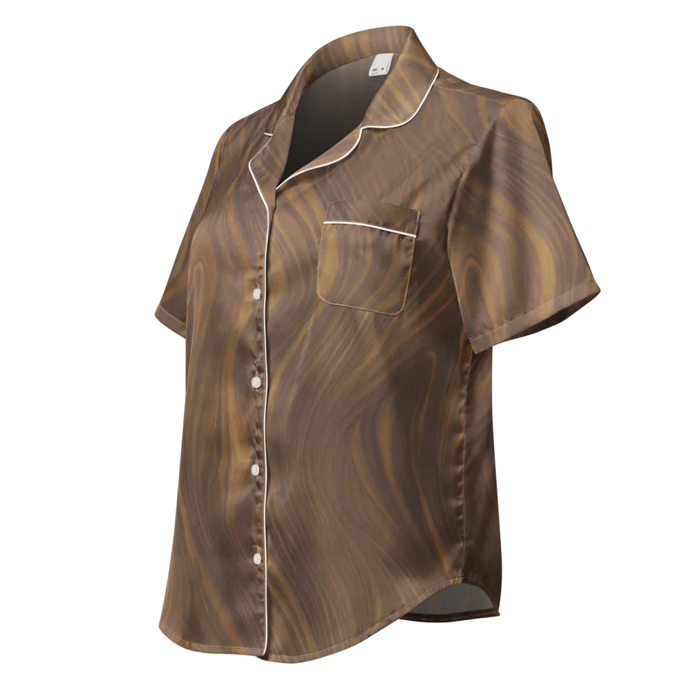 Walnut Current on Women's Short Sleeve Pajama Top — Left Front