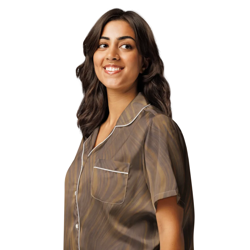 Walnut Current on Women's Short Sleeve Pajama Top — Left Front