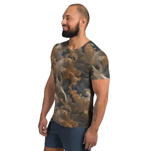 Sienna Rapture on a Men's Athletic T-Shirt