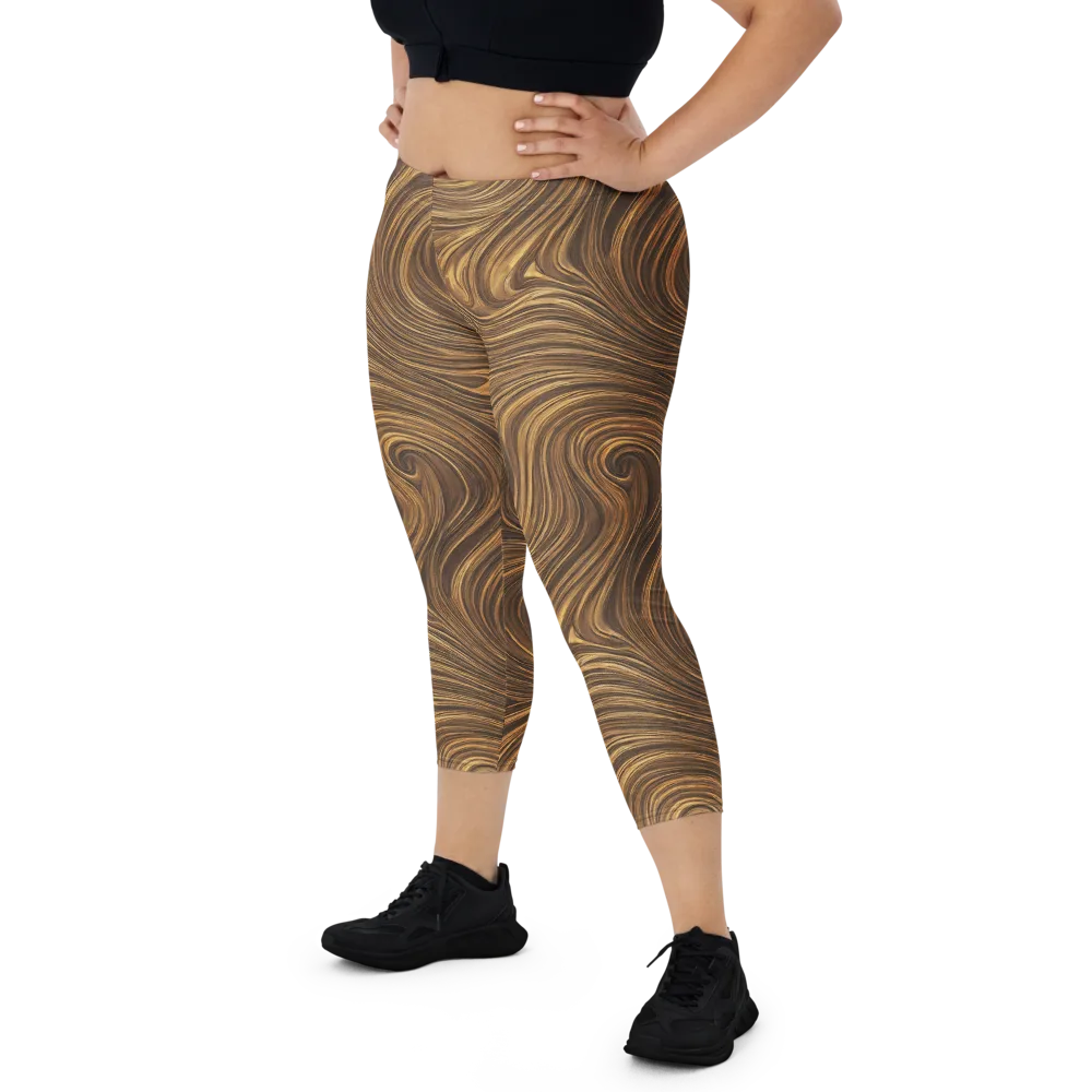 Tigerwood Drift on Capri Leggings — Front