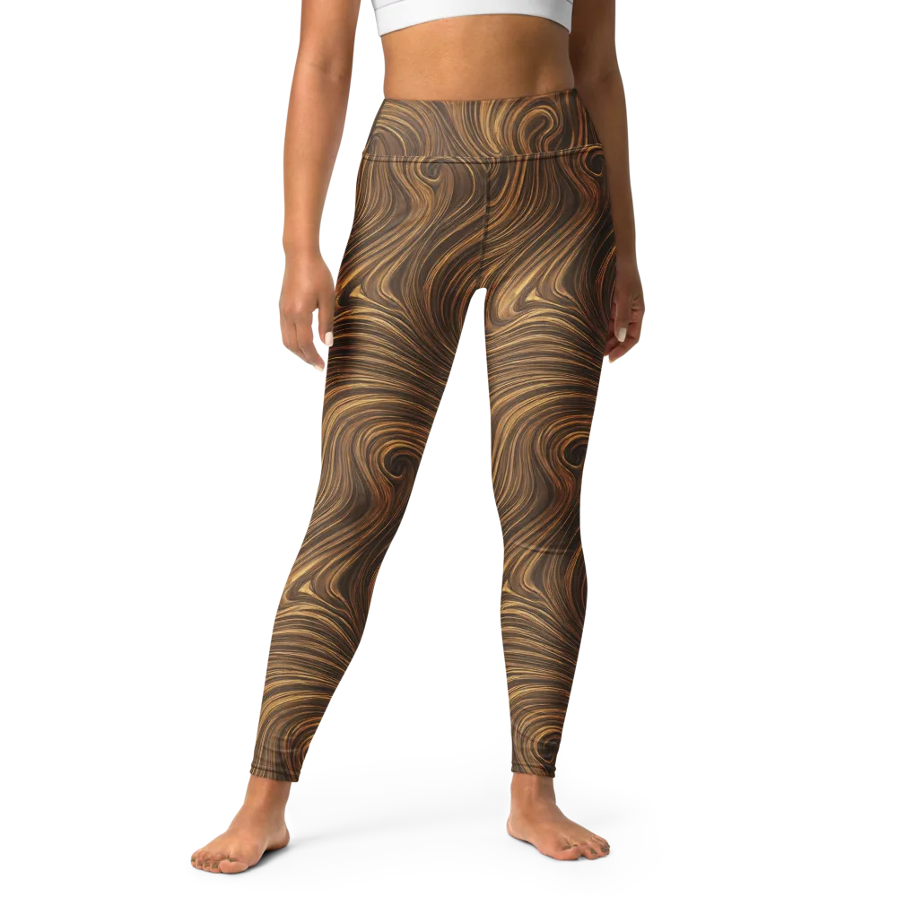 Tigerwood Drift on Yoga Leggings — Front