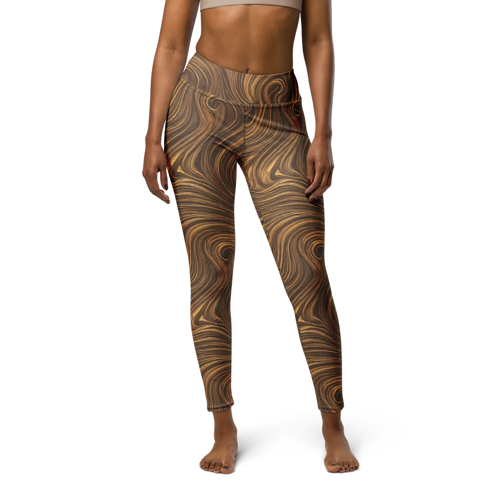 Tigerwood Drift on Yoga Leggings — Front