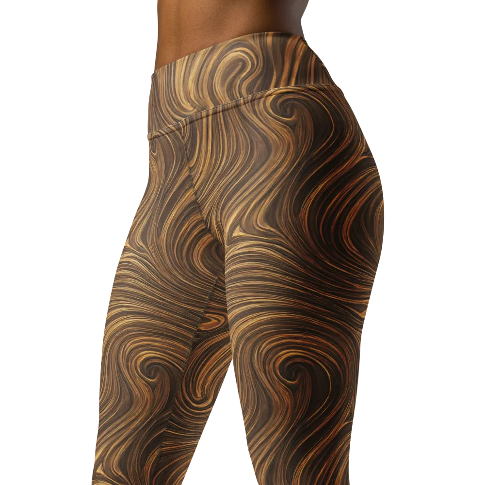 Tigerwood Drift on Yoga Leggings — Left Front