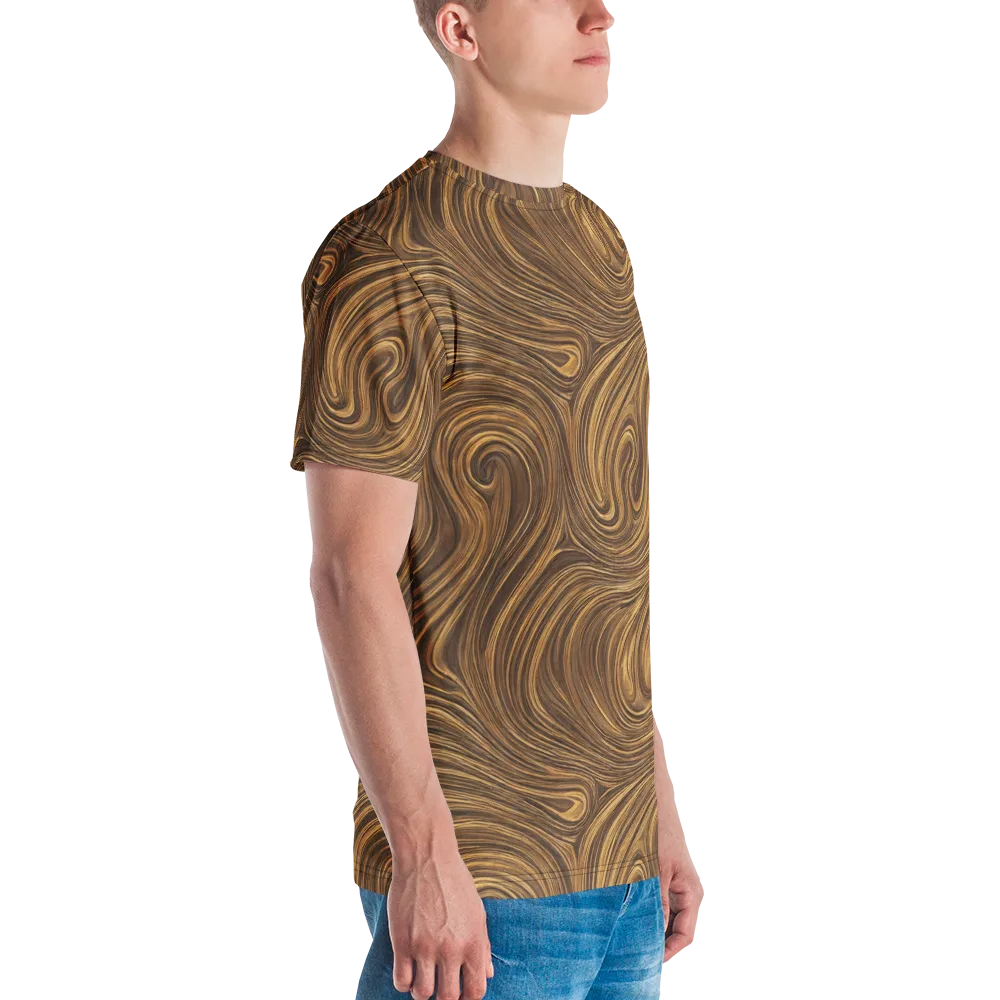 Tigerwood Drift on Men's Crew Neck T-Shirt — Right