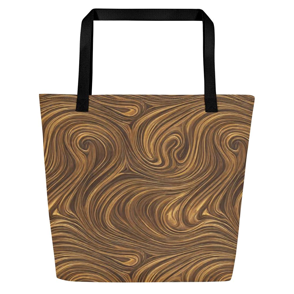 Tigerwood Drift on Large Tote Bag W/ Pocket — Front